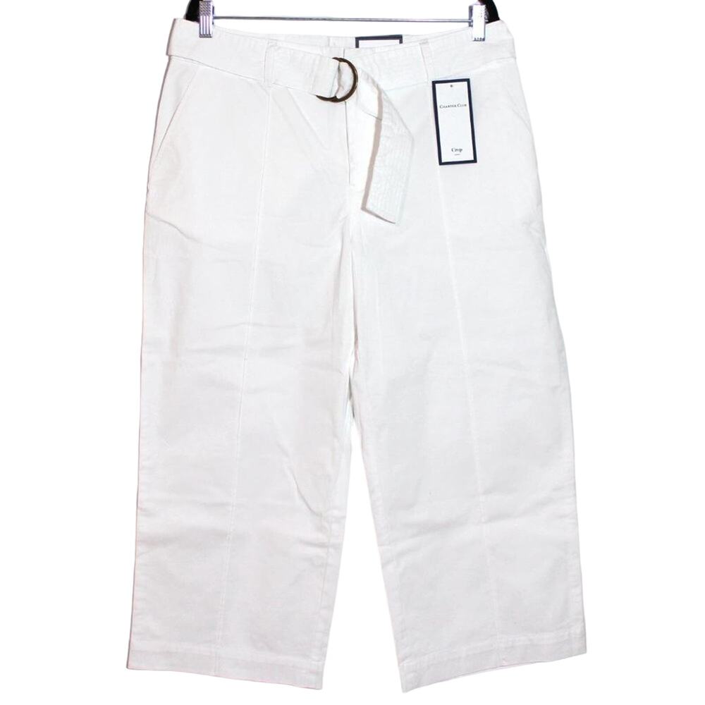 Charter Club Wide Leg White Crop Pant Size 12 NWT